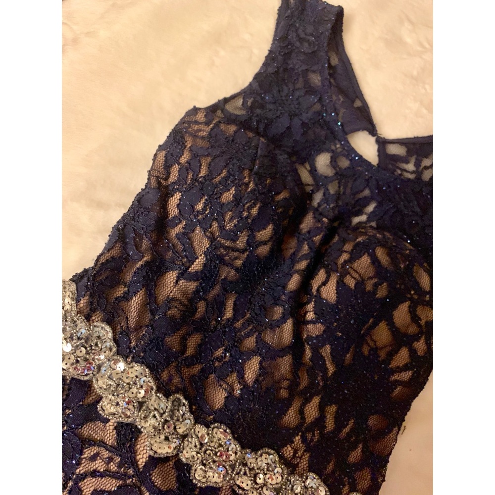 City Studio Navy Blue Embroidered Lace Dress